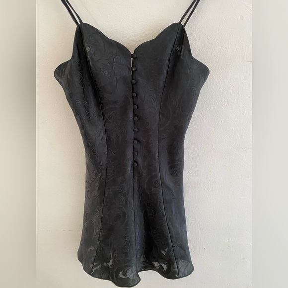 Victoria's Secret vintage gold  label Y2k 2000’s  Black Patterned mini dress - Picture 2 of 10